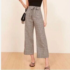 Reformation saylor linen pant in gingham NWT
